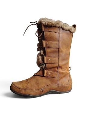 The North Face Abby IV Luxe Camel Fur Trim Insulated Waterproof Boots Women's 7
